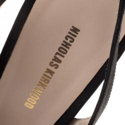 Pre Owned Nicholas Kirkwood Black Satin And Pearl Embellished Platform Slingback Sandals Size 40