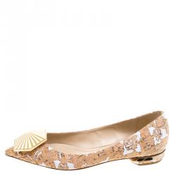 Nicholas Kirkwood Cork And Faille Eden Pointed Toe Flats Size 39