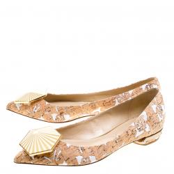 Nicholas Kirkwood Cork And Faille Eden Pointed Toe Flats Size 39