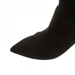 Nicholas Kirkwood Black Stretch Suede Maeva Faux Pearl Embellished Heel Over The Knee Boots Size 41