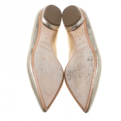 Nicholas Kirkwood Gold Textured Leather Beya Pointed Toe Loafers Size 39