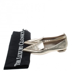 Nicholas Kirkwood Gold Textured Leather Beya Pointed Toe Loafers Size 39
