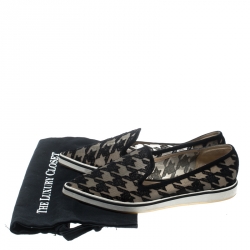 Nicholas Kirkwood Black Mesh and Fabric Alona Houndstooth Emroidered Pointed Toe Loafers Size 40