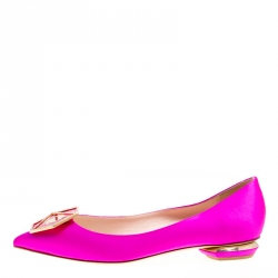 Pre Owned Nicholas Kirkwood Pink Satin Eden Crystal Embellished Pointed Toe Flats Size 40