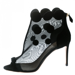 Nicholas Kirkwood Black Mesh/Suede Peep Toe Ankle Booties Size 41