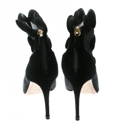 Nicholas Kirkwood Black Mesh/Suede Peep Toe Ankle Booties Size 41