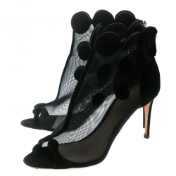Nicholas Kirkwood Black Mesh/Suede Peep Toe Ankle Booties Size 41