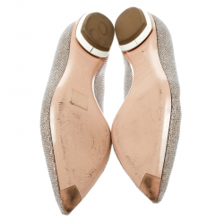 Pre Owned Nicholas Kirkwood Silver Glitter Fabric/Patent Leather Pointed Toe Loafers Size 38