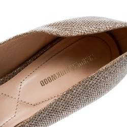 Pre Owned Nicholas Kirkwood Silver Glitter Fabric/Patent Leather Pointed Toe Loafers Size 38