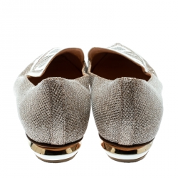 Pre Owned Nicholas Kirkwood Silver Glitter Fabric/Patent Leather Pointed Toe Loafers Size 38