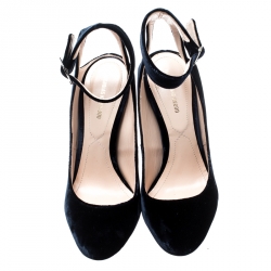 Nicholas Kirkwood Blue Velvet Lola Pearl-Detail High Heel Sandals 38