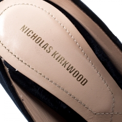 Nicholas Kirkwood Blue Velvet Lola Pearl-Detail High Heel Sandals 38