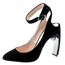 Nicholas Kirkwood Blue Velvet Lola Pearl-Detail High Heel Sandals 38