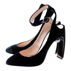 Nicholas Kirkwood Blue Velvet Lola Pearl-Detail High Heel Sandals 38