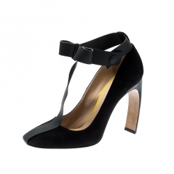 Pre Owned Nicholas Kirkwood Black Suede T Strap Pumps Size 39