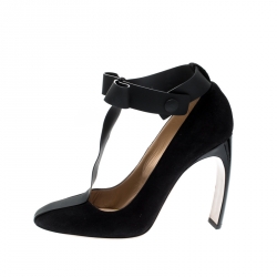 Pre Owned Nicholas Kirkwood Black Suede T Strap Pumps Size 39