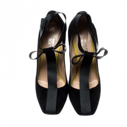 Pre Owned Nicholas Kirkwood Black Suede T Strap Pumps Size 39