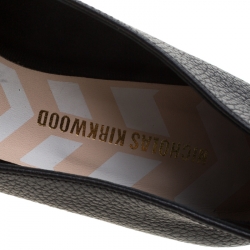 Nicholas Kirkwood Black Textured Leather Beya Pointed Toe Flats Size 38