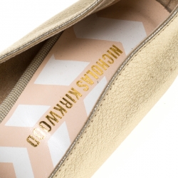 Pre Owned Nicholas Kirkwood Gold Metallic Leather Beya Pointed Toe Ballet Flats 37.5