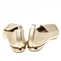Pre Owned Nicholas Kirkwood Gold Metallic Leather Beya Pointed Toe Ballet Flats 37.5