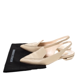 Pre Owned Nicholas Kirkwood Beige Leather Beya Pointed Toe Slingback Sandals Size 39.5