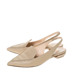 Pre Owned Nicholas Kirkwood Beige Leather Beya Pointed Toe Slingback Sandals Size 39.5