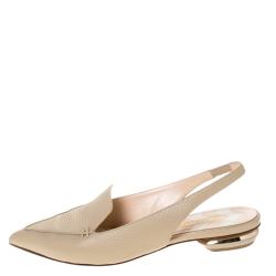 Pre Owned Nicholas Kirkwood Beige Leather Beya Pointed Toe Slingback Sandals Size 39.5
