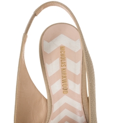 Pre Owned Nicholas Kirkwood Beige Leather Beya Pointed Toe Slingback Sandals Size 39.5