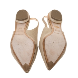 Pre Owned Nicholas Kirkwood Beige Leather Beya Pointed Toe Slingback Sandals Size 39.5