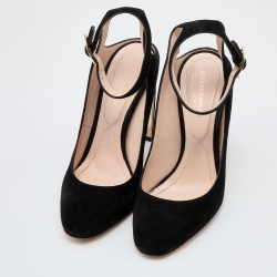 Pre Owned Nicholas Kirkwood Black Suede Lola Pearl Ankle Strap Pumps Size 36.5