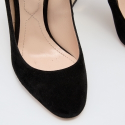 Pre Owned Nicholas Kirkwood Black Suede Lola Pearl Ankle Strap Pumps Size 36.5