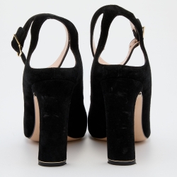 Pre Owned Nicholas Kirkwood Black Suede Lola Pearl Ankle Strap Pumps Size 36.5