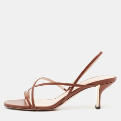 Brown Leather Slingback Sandals