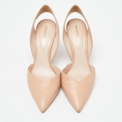 Pre Owned Nicholas Kirkwood Beige Leather Slingback Pumps Size 39 