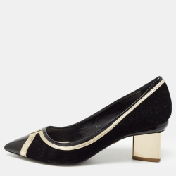 Black/ Suede And Leather Pointed Toe Pumps