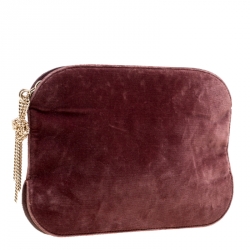 Pre Owned Nina Ricci Burgundy Velvet Elide Clutch