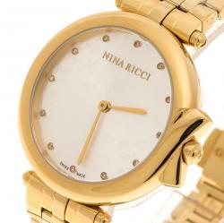 Pre Owned Nina Ricci Silver Gold-Plated Stainless Steel Classic Women's Wristwatch 37MM