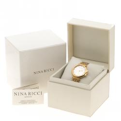 Pre Owned Nina Ricci Silver Gold-Plated Stainless Steel Classic Women's Wristwatch 37MM