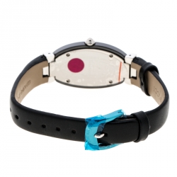 Pre Owned Nina Ricci White Stainless Steel Black Ceramic Oval NO61010SM Women's Wristwatch 24 mm