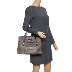 Nina Ricci Brown Coated Canvas and Leather Satchel