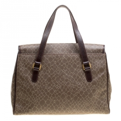 Nina Ricci Brown Coated Canvas and Leather Satchel