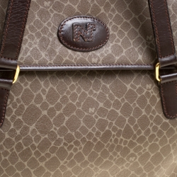 Nina Ricci Brown Coated Canvas and Leather Satchel
