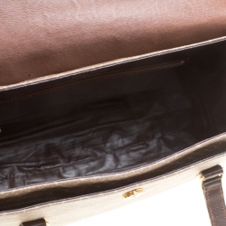 Nina Ricci Brown Coated Canvas and Leather Satchel