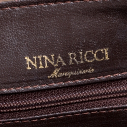Nina Ricci Brown Coated Canvas and Leather Satchel