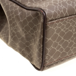 Nina Ricci Brown Coated Canvas and Leather Satchel