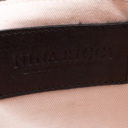 Pre Owned Nina Ricci Metallic Black Leather Flap Shoulder Bag