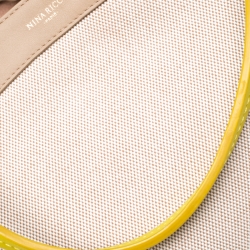 Nina Ricci Beige/Green Leather and Canvas Shopper Tote 