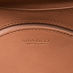 Pre Owned Nina Ricci Dark Beige Leather Arc Clutch