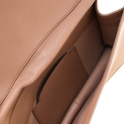 Pre Owned Nina Ricci Dark Beige Leather Arc Clutch