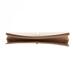 Pre Owned Nina Ricci Dark Beige Leather Arc Clutch